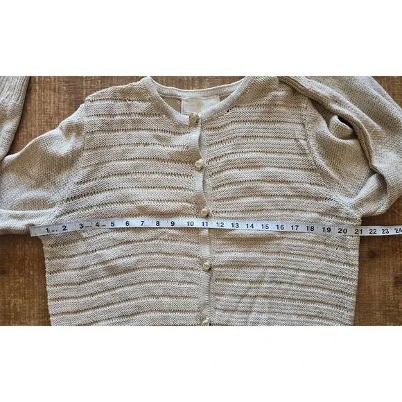 Vintage St. John Sport knit beige cardigan minimalist luxury women's size medium - Picture 4 of 8